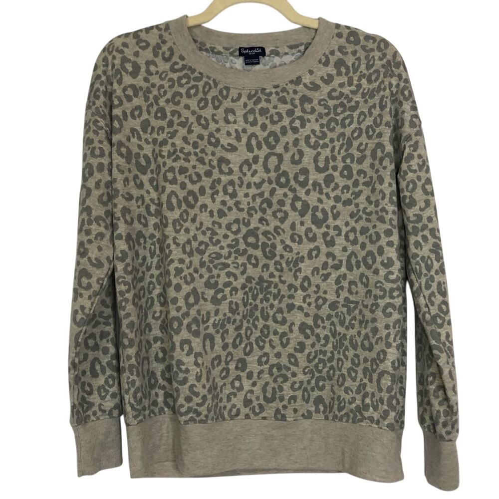 Splendid Women's Taupe Leopard Print Pullover Sweater